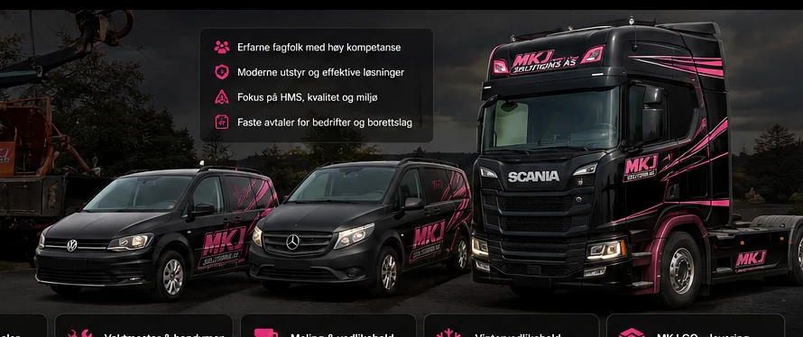 MKJ Solutions AS kjøretøy for service og transportoppdrag